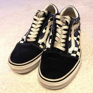 Old Skool Blue Checkered Vans